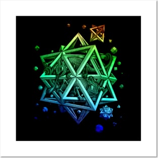 Reptile on the polyhedron gradient color Posters and Art